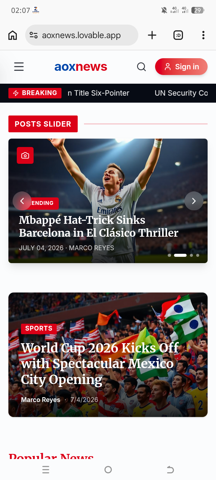 aoxnews — Breaking news, sport & culture — a modern newsroom platform.